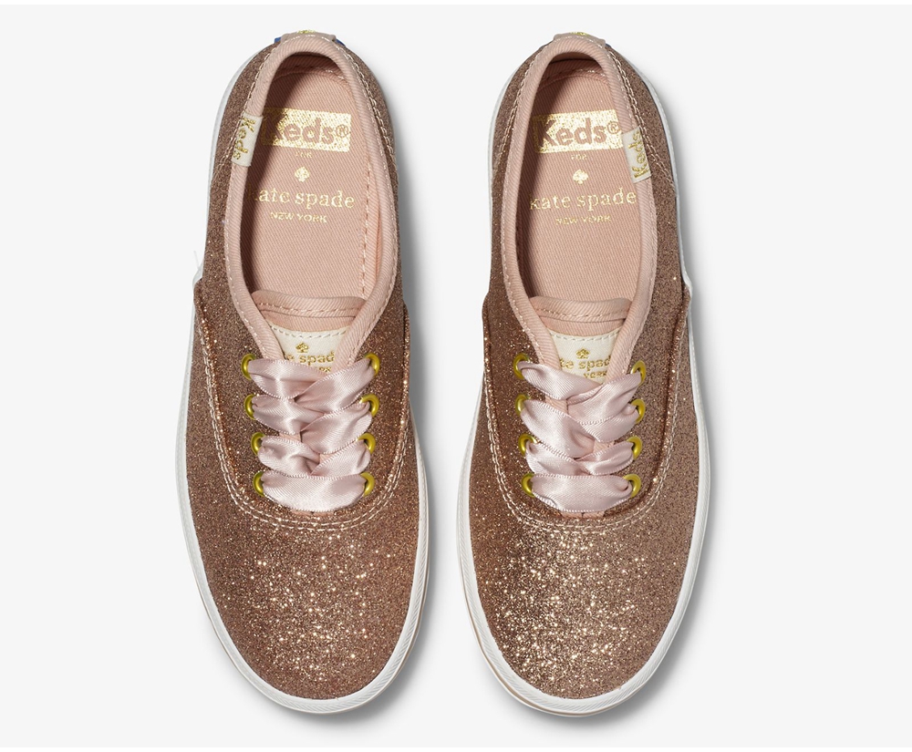 Kids Keds Sneakers - Kate Spade new york Champion Glitter - Rose Gold - 6283-DTXLM